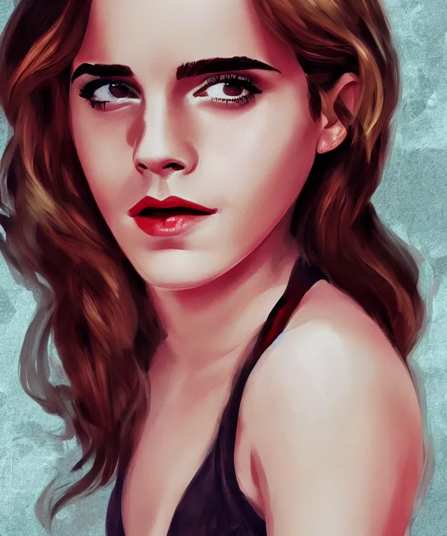 Image similar to emma watson pinup style full body portrait, pinup pose, standing up, swimsuit, elegant, digital painting, trends on artstation, concept art