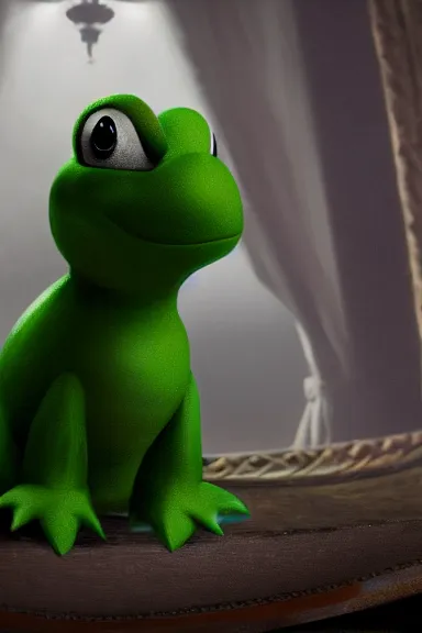 Image similar to very very intricate photorealistic photo of green yoshi in an episode of game of thrones, photo is in focus with detailed atmospheric lighting, award - winning details