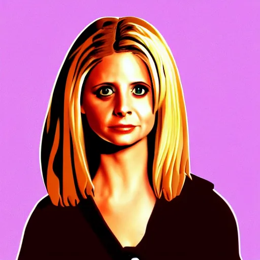 Prompt: sarah michelle gellar, buffy the vampire slayer digital art, in the style of jo chen