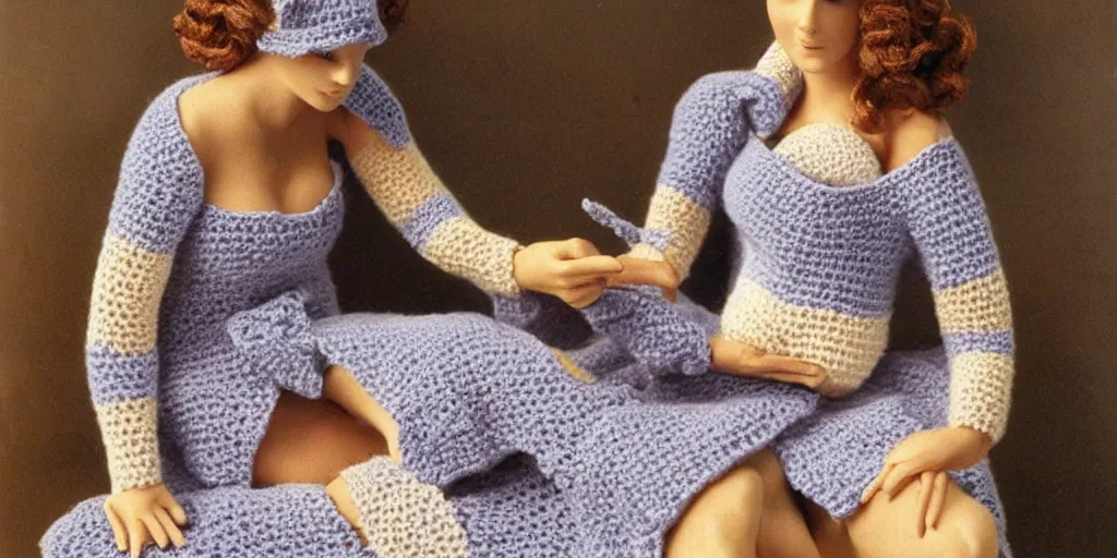 Image similar to Pretty Woman with crocheting figure