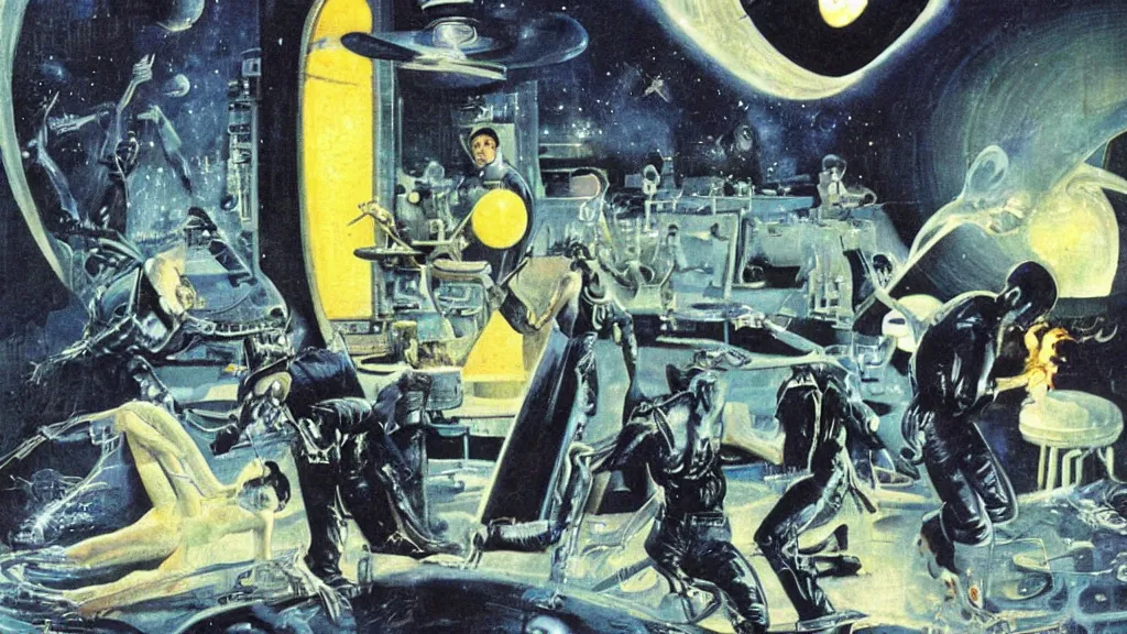 Image similar to intruders from a flying saucer by Ed Emshwiller