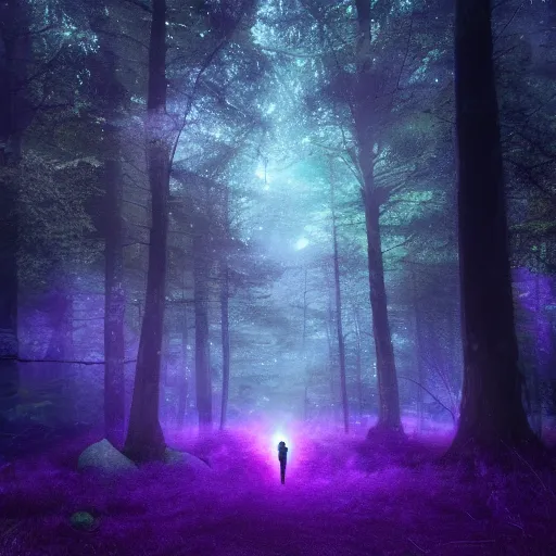 Prompt: purple portal, contains cosmos, inside the dark forest, glowing, vibe, unsettling atmosphere, cinematic, epic, high detail, 8 k, hdr, high resolution, sharp