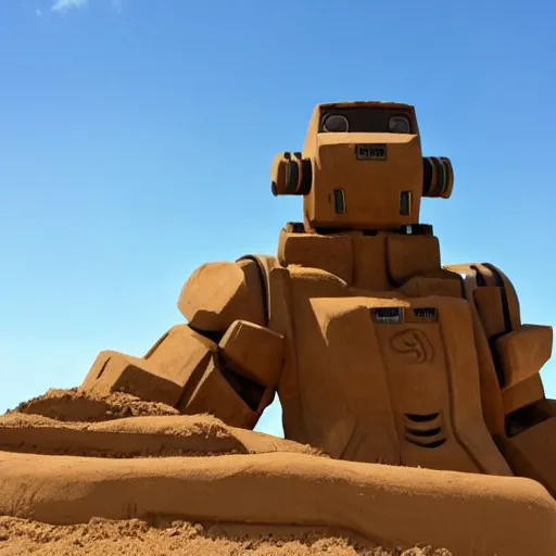 Prompt: a sand sculpture of a mecha