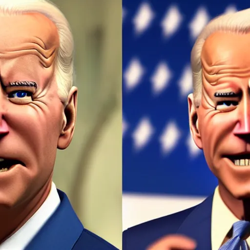 Image similar to joe biden on meth as seen in award winning animated pixar movie 4k octane render