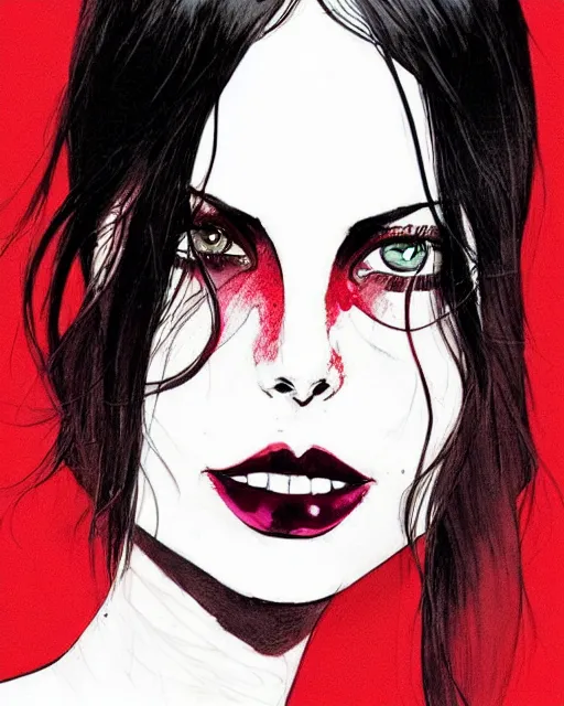 Prompt: style of conrad roset : : gorgeous willa holland : : evil witch, swirling black magic : : symmetrical face, symmetrical eyes : : full body pose : : gorgeous black hair : : magic lighting, low spacial lighting : :