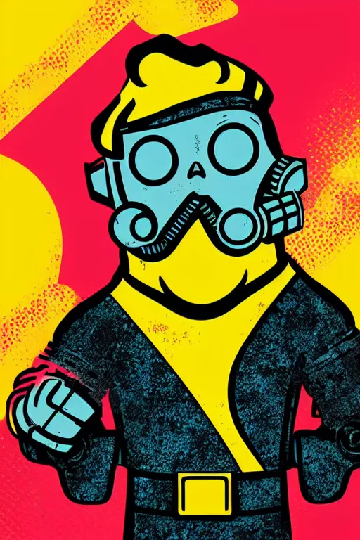 Image similar to fallout 7 6 retro futurist illustration art by butcher billy, sticker, colorful, illustration, highly detailed, simple, smooth and clean vector curves, no jagged lines, vector art, smooth andy warhol style