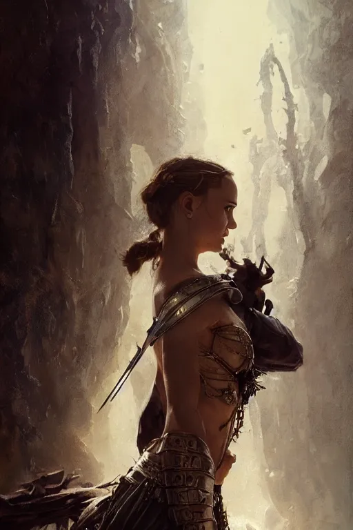 Image similar to natalie portman, legendary warrior, heroic, lord of the rings, tattoos, decorative ornaments, battle armor, by carl spitzweg, ismail inceoglu, vdragan bibin, hans thoma, greg rutkowski, alexandros pyromallis, perfect face, fine details, realistic shading photorealism