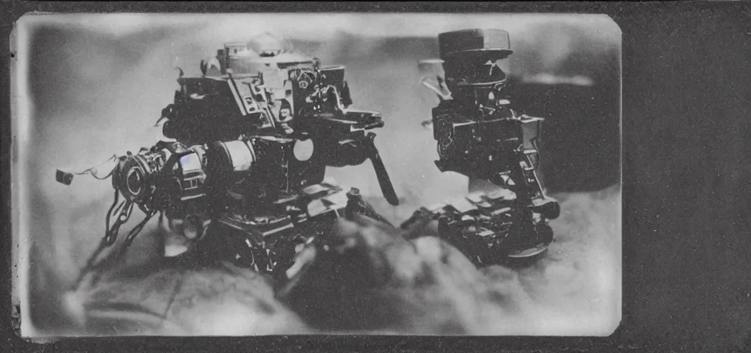 Image similar to aliens, 1910 top-down polaroid photography