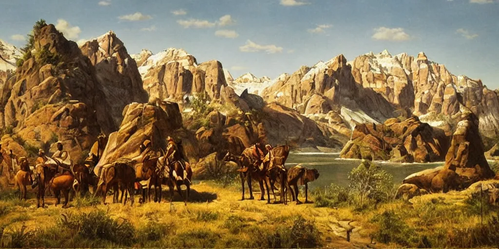 Image similar to beautiful western artwork by eugene von guerard