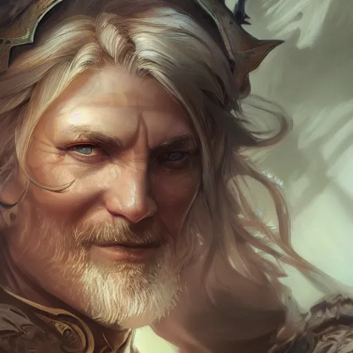 Prompt: Leif GW Persson, closeup, D&D, fantasy, intricate, elegant, highly detailed, digital painting, artstation, concept art, matte, sharp focus, illustration, hearthstone, art by Artgerm and Greg Rutkowski and Alphonse Mucha