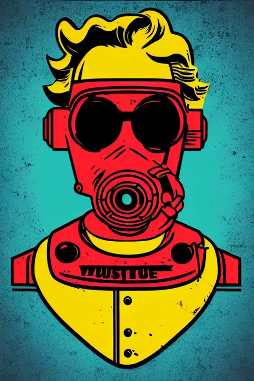 Image similar to fallout 7 6 retro futurist illustration art by butcher billy, sticker, colorful, illustration, highly detailed, simple, smooth and clean vector curves, no jagged lines, vector art, smooth andy warhol style