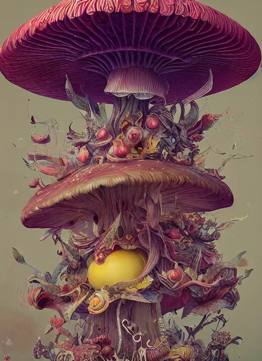 Image similar to yunnan mushroom : : by martine johanna and simon stalenhag and chie yoshii and casey weldon and wlop : : ornate, dynamic, particulate, rich colors, intricate, elegant, highly detailed, centered, artstation, smooth, sharp focus, octane render, 3 d