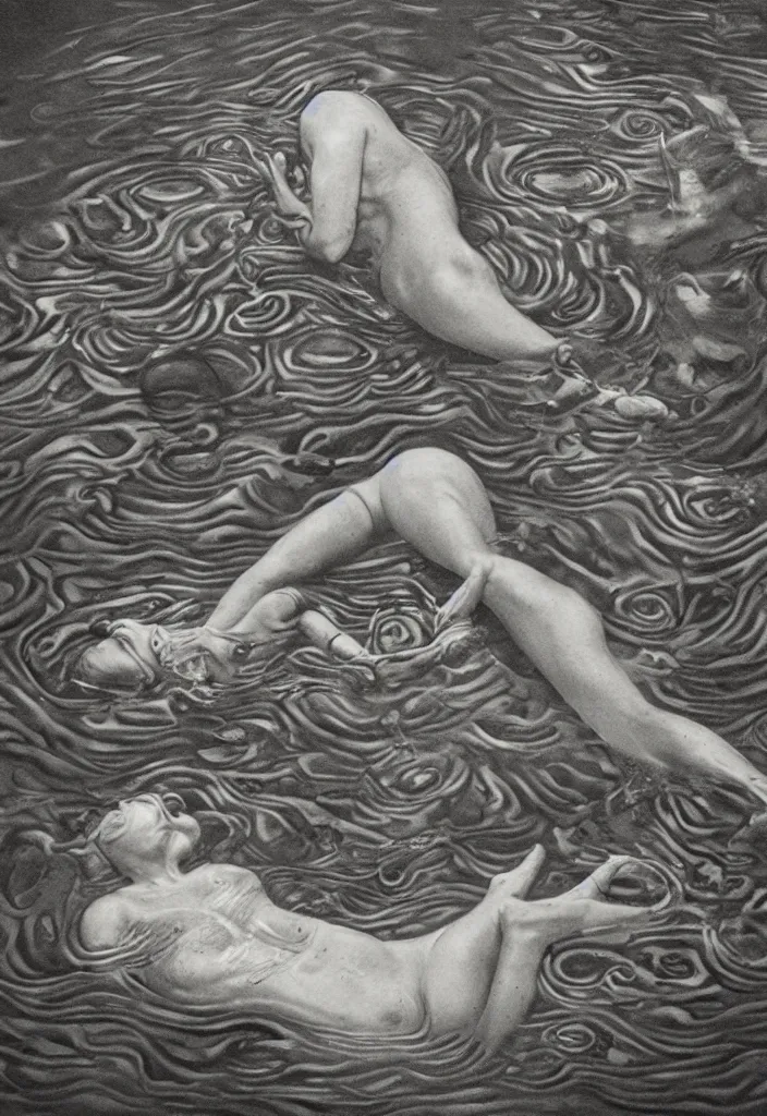 Image similar to highly detailed surrealist art about drowning slowly