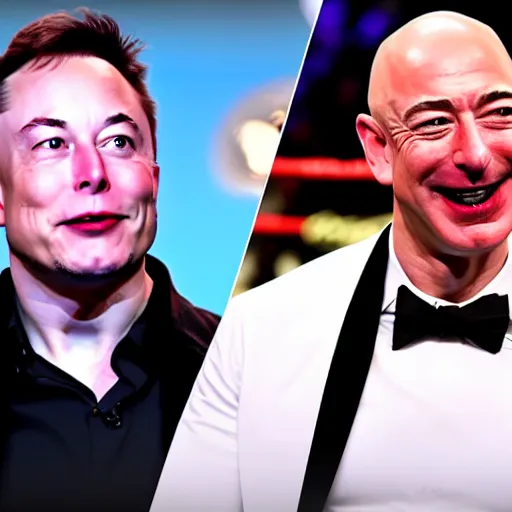 Prompt: live broadcast of an evening of boxing elon musk vs jeff bezos