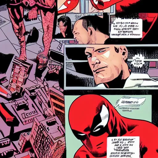 Prompt: detailed daredevil, comic book scene