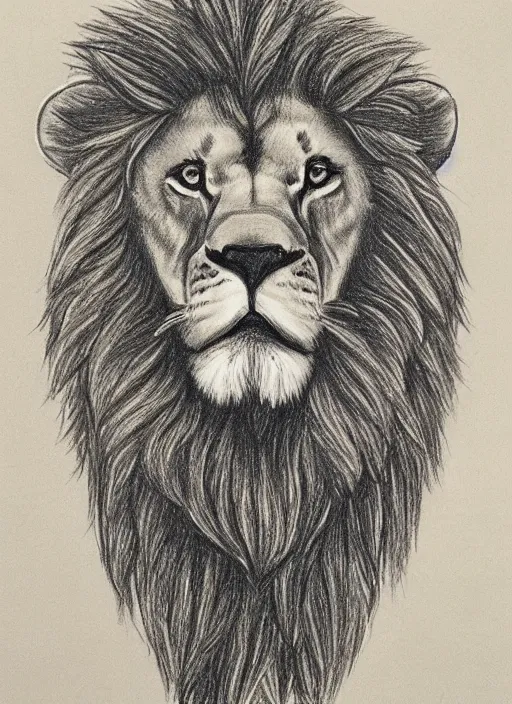 Image similar to Portrait drawing of Lion gentleman at a art gallery