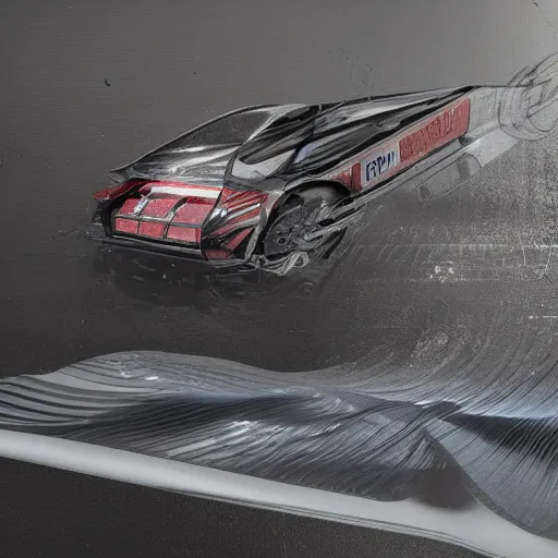 Prompt: sci-fi sport car f1 hatchback transport design organic smooth elastic forms 20% of canvas on the front; background wall structure in the coronation of napoleon painting 40% of canvas; by Jacques-Louis David, pinterest keyshot product render, cloudy plastic ceramic material shiny gloss water reflections, ultra high detail ultra realism, 4k