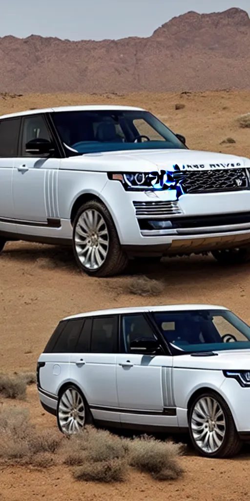 Prompt: Range Rover Supercharged is ready for a long-distance journey in the desert