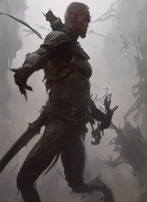 Image similar to fantasy male rogue, dim light, front game card, marvel comics, dark, intricate, highly detailed, smooth, artstation, digital illustration by ruan jia and mandy jurgens and artgerm and wayne barlowe and greg rutkowski and zdislav beksinski