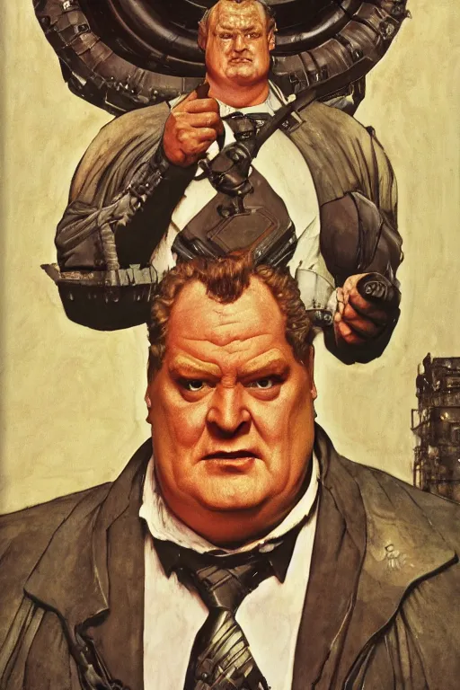 Image similar to huge hulking kenneth mcmillan as baron vladimir harkonnen, simple background, painted by jack kirby, lawrence alma tadema, norman rockwell, greg staples, wayne barlow, neville page, dune 1 9 8 2, artstation character 3 d, superhero