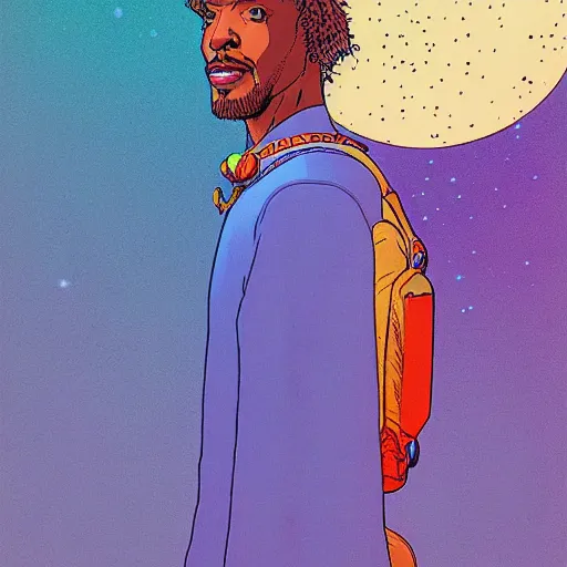 Prompt: marlon wayans retro minimalist portrait moebius starwatcher comic by jean giraud, 8 k