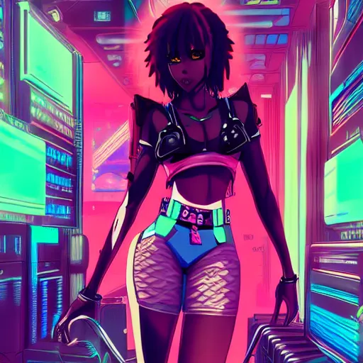 Asteroid (artist), cyberpunk, anime girls, dark