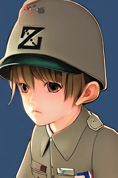 Image similar to beautiful little boy in nazi male uniform. made in abyss art style, sharps focus, cute detailed artwork, anatomically correct, ilya kuvshinov, reflection, perfect composition, wallpaper mobile, digital art, detailed anime soft face, symmetrical face, western comic, illustration, realistic, nazism, smooth, lois van baarle, soft details, illumination