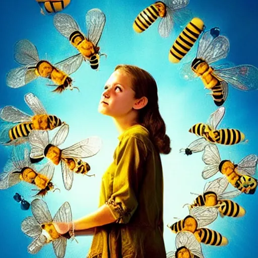 Prompt: movie poster of a bee addict who is addicted to being stung by bees