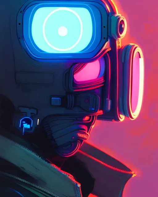 Image similar to cyberpunk synth, hyper - realistic detailed portrait of a man in a hoodie, with neon visor mask, dynamic pose, by atey ghailan, by greg rutkowski, by greg tocchini, by james gilleard, by joe fenton, by kaethe butcher, sharp focus
