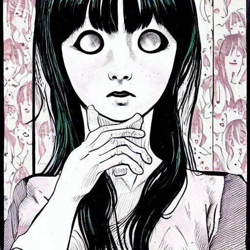 Image similar to a portrait of tomie by junji ito