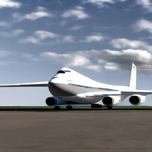 Prompt: the successor to the an - 2 2 5, the biggest plane ever created, standing on an airport, hyper realistic, ue 5, octane render, realistic lighting