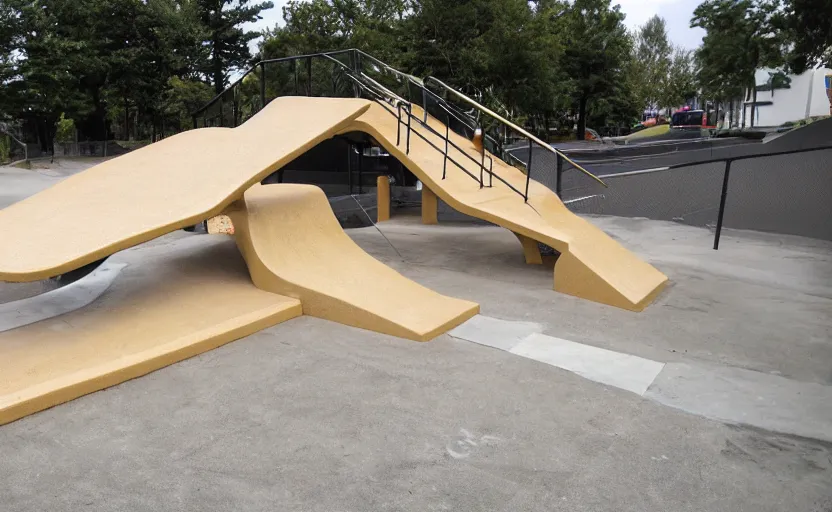 Image similar to skateboard ramp, stairs, handrail, plaza