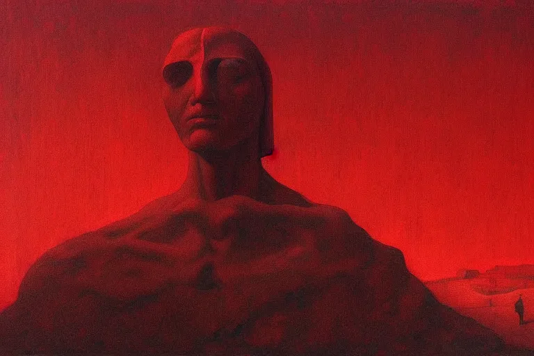 Image similar to only with red, caesar after war, a red tiger, in hoc signo vinces, rome in background, an ancient path, in the style of beksinski, part by hopper, part by rodcenko, part by hofbauer, intricate composition, red by caravaggio, insanely quality, highly detailed, masterpiece, red light, artstation