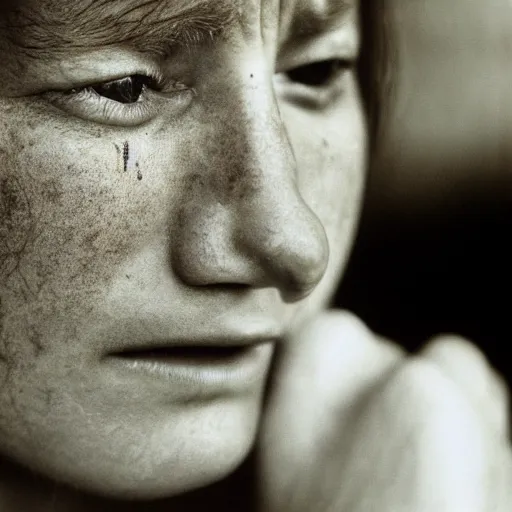 Image similar to a candid extreme closeup portrait of an expressive face of a crying young woman by annie leibovitz
