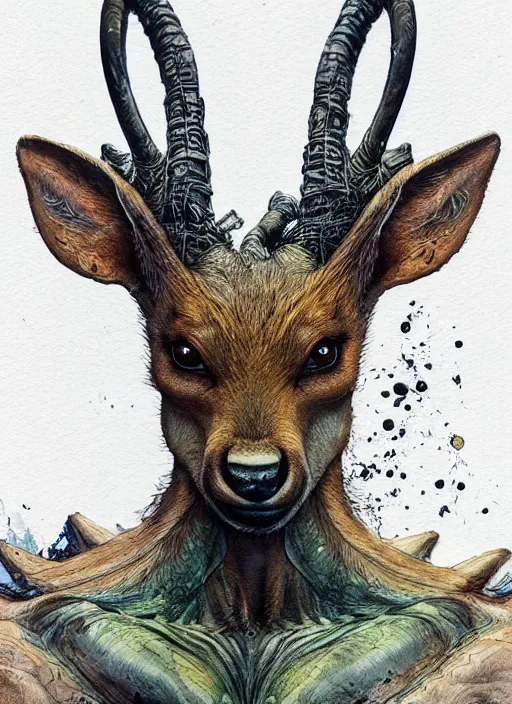 Prompt: portrait, mutant bambi, watercolor, dramatic lighting, cinematic, establishing shot, extremly high detail, foto realistic, cinematic lighting, pen and ink, intricate line drawings, by Yoshitaka Amano, Ruan Jia, Kentaro Miura, Artgerm, post processed, concept art, artstation, matte painting, style by eddie mendoza, raphael lacoste, alex ross