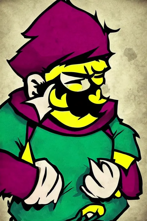 Image similar to “ wario in the style of the art of hylics ”