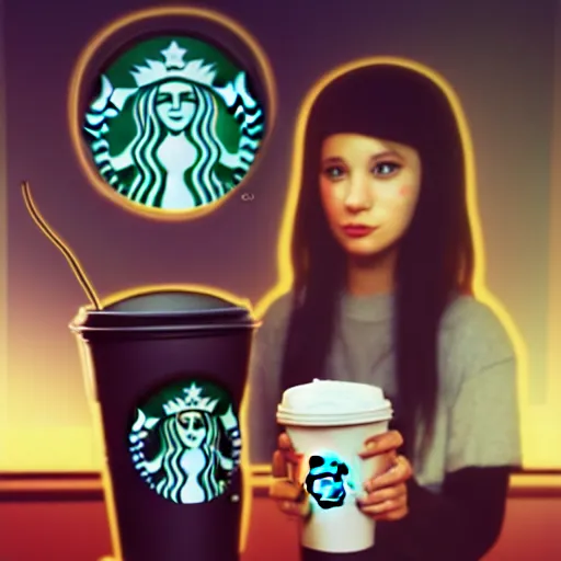 Prompt: mouse starbucks barista detailed hyper realistic digital art neon dreamy cyberpunk artstation