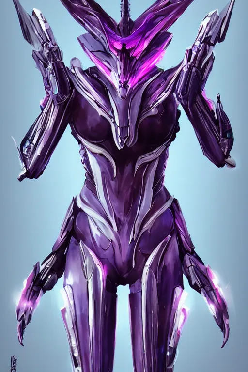 Image similar to cinematic bust shot, hyperdetailed elegant beautiful stunning giant robot mecha hot female goddess dragon, sharp spines, sharp metal ears, smooth purple eyes, smooth fuschia skin, smooth silver armor, nebula size, space, epic proportions, epic scale, warframe fanart, macro giantess, furry art, dragon art, goddess art, giantess art, furaffinity, octane