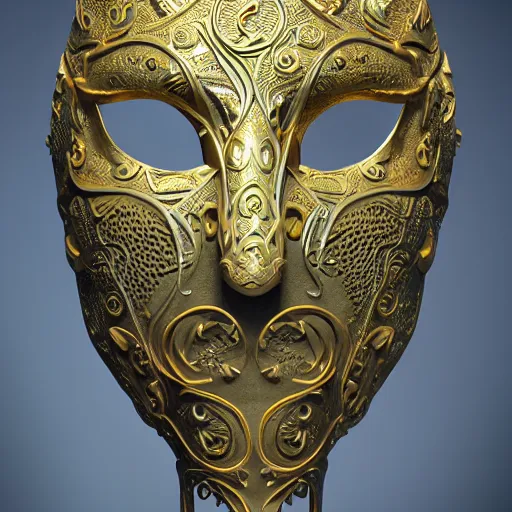 Prompt: an elaborate intricate mask made of water, rendered in octane, behance hd, bokeh backdrop