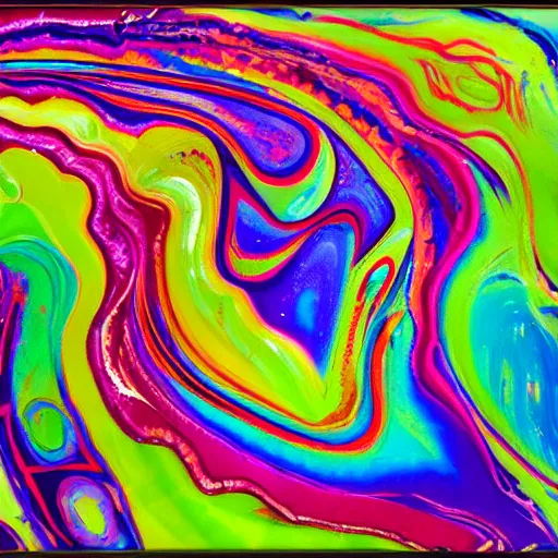 Prompt: a colorful iridescent acrylic pour flow liquid dynamics painting with lots of different colors, an abstract painting by peter max, andre masson, behance contest winner, metaphysical painting, vibrant colors, psychedelic, vivid colors