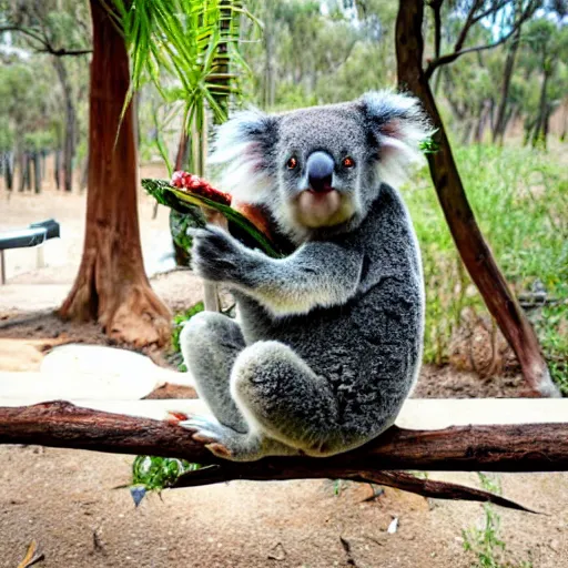 Image similar to koala eating tacos