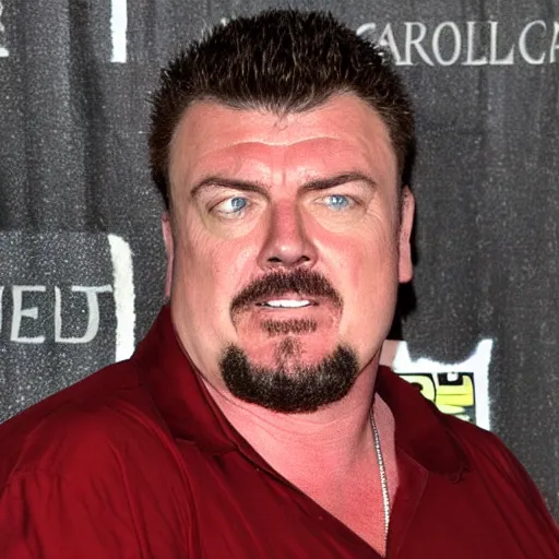 Prompt: robb wells. red, bloodshot eyes. pointing at the camera, shouting mean words, angry, red faced