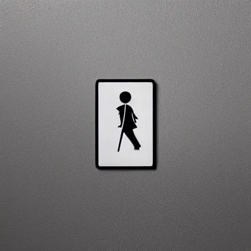 Image similar to creative restroom door signs in the style of banksy, slightly grainy