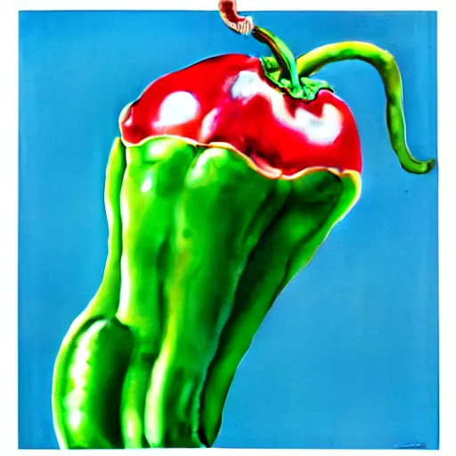 Image similar to spicey jalapeno by shusei nagaoka, kaws, david rudnick, airbrush on canvas, pastell colours, cell shaded, 8 k