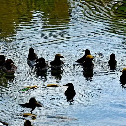 Image similar to All the ducks are swimming in the water, fal-de-ral-de-ral-do