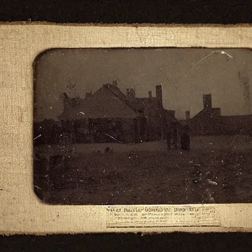 Image similar to first photograph ever taken, grainy, blurry, 1840s