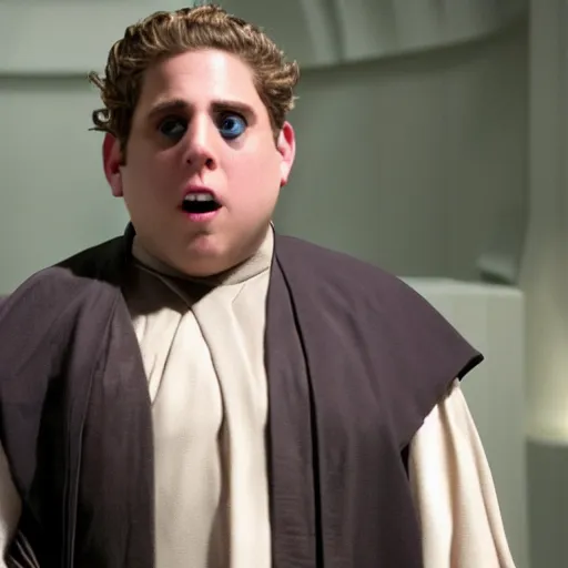 Image similar to jonah hill as evil anakin skywalker in star wars episode 3, 8k resolution, full HD, cinematic lighting, award winning, anatomically correct