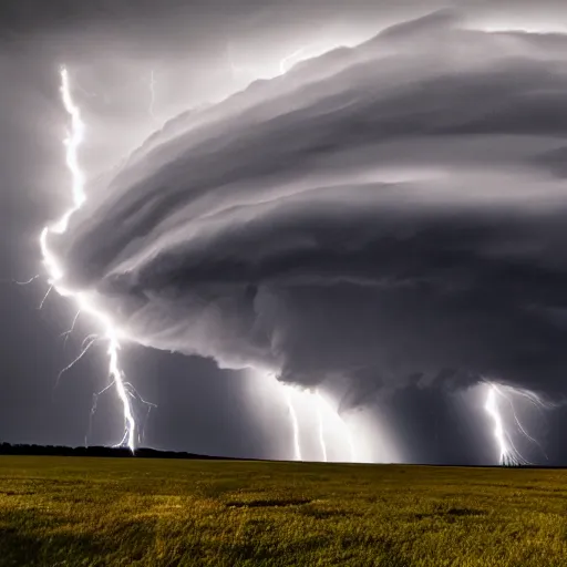 Prompt: a tornado shaped cloud, award winning, dramatic lightning, UHD, 4k