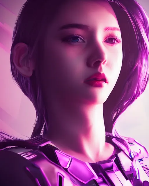 Image similar to A broken monitor with a calm AI-girl's face on it. Very strong glitches on the monitor. Extremely high detail, octane render, glitchcore, glitches, glitch, synthwave, retrowave, cyberpunk, vaporwave, artstation, 8k