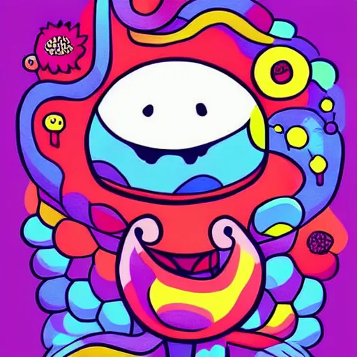 Image similar to colorful kerby rosanes style art, doodle, colorful doodles, artstation, dribbble, pinterest, white background